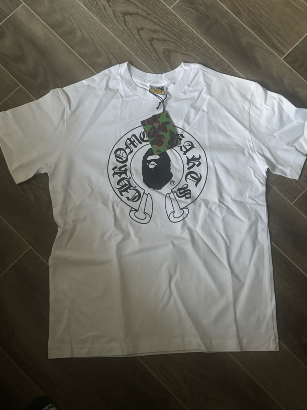 Chrome Hearts White Short Sleeve Tee with Black Logo Graphic